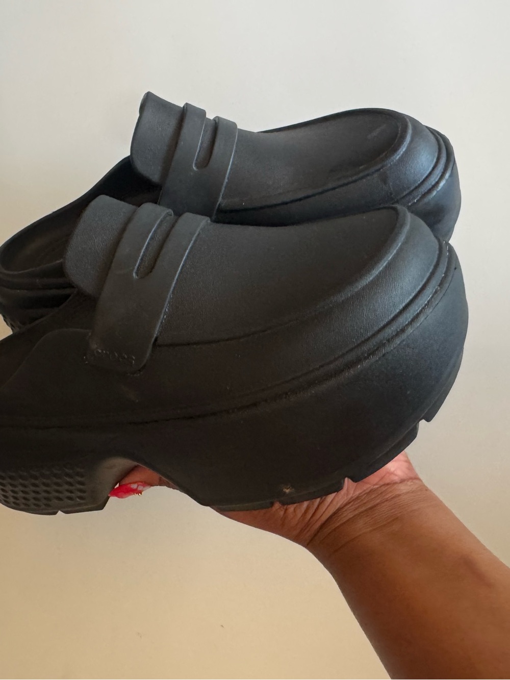 Black Platform Clog Mules - Women's Slip-On Loafers Crocs - Picture 4 of 5